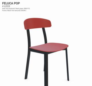 Židle Feluca Pop Barva kovové konstrukce: Black ﬁne textured 9004F, Barva sedáku a opěradla z recyklovaného plastu: Coral red IS527