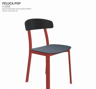 Židle Feluca Pop Barva kovové konstrukce: Coral red 78, Barva sedáku a opěradla z recyklovaného plastu: Coal black IR8022