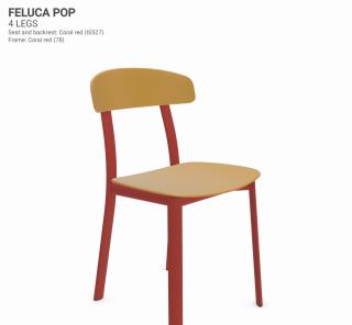 Židle Feluca Pop Barva kovové konstrukce: Coral red 78, Barva sedáku a opěradla z recyklovaného plastu: Ochre yellow IS529