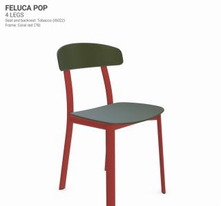 Židle Feluca Pop Barva kovové konstrukce: Coral red 78, Barva sedáku a opěradla z recyklovaného plastu: Reed green IR6013