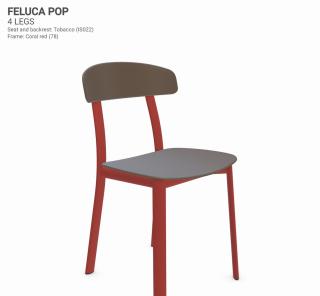 Židle Feluca Pop Barva kovové konstrukce: Coral red 78, Barva sedáku a opěradla z recyklovaného plastu: Tobacco IS022