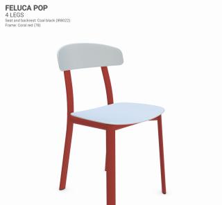 Židle Feluca Pop Barva kovové konstrukce: Coral red 78, Barva sedáku a opěradla z recyklovaného plastu: white IS020