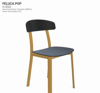 Židle Feluca Pop Barva kovové konstrukce: Ochre yellow 79, Barva sedáku a opěradla z recyklovaného plastu: Coal black IR8022