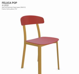 Židle Feluca Pop Barva kovové konstrukce: Ochre yellow 79, Barva sedáku a opěradla z recyklovaného plastu: Coral red IS527