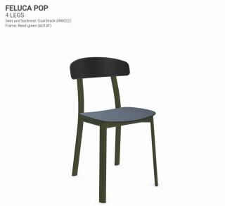 Židle Feluca Pop Barva kovové konstrukce: Reed green 6013F, Barva sedáku a opěradla z recyklovaného plastu: Coal black IR8022