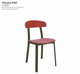 Židle Feluca Pop Barva kovové konstrukce: Reed green 6013F, Barva sedáku a opěradla z recyklovaného plastu: Coral red IS527