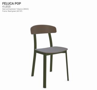 Židle Feluca Pop Barva kovové konstrukce: Reed green 6013F, Barva sedáku a opěradla z recyklovaného plastu: Tobacco IS022