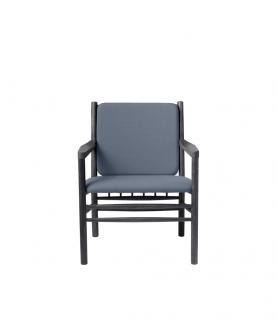 Židle J147 z dubového masivu - textilní potah barva potahu:: světle modrá, Barva rámu:: černý dub