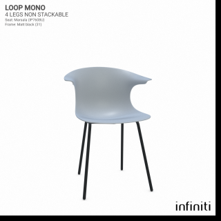 Židle Loop Mono - nestohovatelná Barva kovové konstrukce: Matt black 31, Barva sedáku a opěradla z recyklovaného plastu: Almond grey IP421C