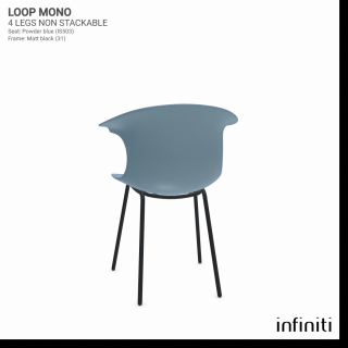 Židle Loop Mono - nestohovatelná Barva kovové konstrukce: Matt black 31, Barva sedáku a opěradla z recyklovaného plastu: Powder blue IS503