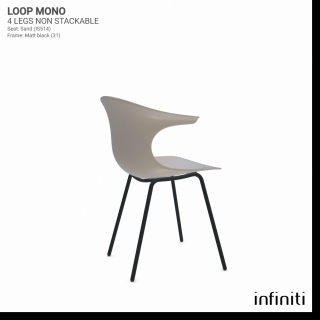 Židle Loop Mono - nestohovatelná Barva kovové konstrukce: Matt black 31, Barva sedáku a opěradla z recyklovaného plastu: Sand IS514