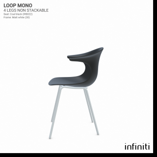Židle Loop Mono - nestohovatelná Barva kovové konstrukce: Matt white 30, Barva sedáku a opěradla z recyklovaného plastu: Coal black IR8022