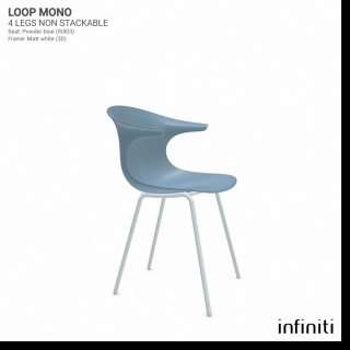 Židle Loop Mono - nestohovatelná Barva kovové konstrukce: Matt white 30, Barva sedáku a opěradla z recyklovaného plastu: Powder blue IS503