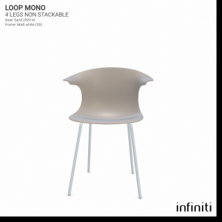 Židle Loop Mono - nestohovatelná Barva kovové konstrukce: Matt white 30, Barva sedáku a opěradla z recyklovaného plastu: Sand IS514