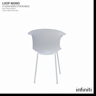 Židle Loop Mono - nestohovatelná Barva kovové konstrukce: Matt white 30, Barva sedáku a opěradla z recyklovaného plastu: white IS020
