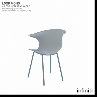 Židle Loop Mono - nestohovatelná Barva kovové konstrukce: Powder blue 503F, Barva sedáku a opěradla z recyklovaného plastu: Almond grey IP421C