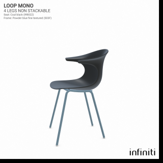 Židle Loop Mono - nestohovatelná Barva kovové konstrukce: Powder blue 503F, Barva sedáku a opěradla z recyklovaného plastu: Coal black IR8022