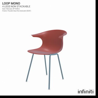 Židle Loop Mono - nestohovatelná Barva kovové konstrukce: Powder blue 503F, Barva sedáku a opěradla z recyklovaného plastu: Marsala IP7608U