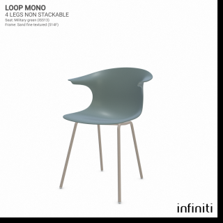 Židle Loop Mono - nestohovatelná Barva kovové konstrukce: Sand 514F, Barva sedáku a opěradla z recyklovaného plastu: Military green IS513