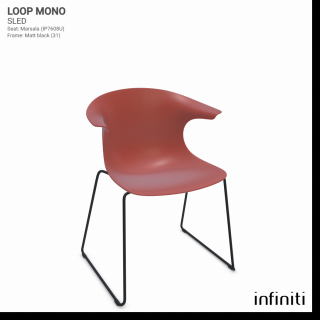 Židle Loop Mono Sled Barva kovové konstrukce: Matt black 31, Barva sedáku a opěradla z recyklovaného plastu: Marsala IP7608U