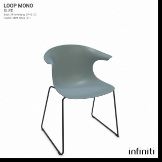 Židle Loop Mono Sled Barva kovové konstrukce: Matt black 31, Barva sedáku a opěradla z recyklovaného plastu: Military green IS513