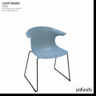 Židle Loop Mono Sled Barva kovové konstrukce: Matt black 31, Barva sedáku a opěradla z recyklovaného plastu: Powder blue IS503