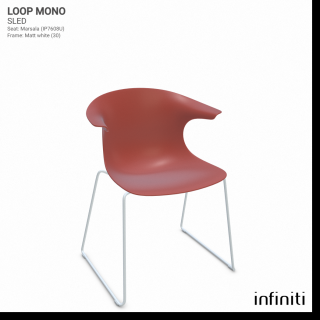 Židle Loop Mono Sled Barva kovové konstrukce: Matt white 30, Barva sedáku a opěradla z recyklovaného plastu: Marsala IP7608U