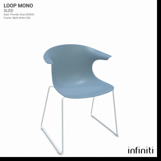 Židle Loop Mono Sled Barva kovové konstrukce: Matt white 30, Barva sedáku a opěradla z recyklovaného plastu: Powder blue IS503