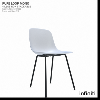 Židle Pure Loop Mono - nestohovatelná Barva kovové konstrukce: Matt black 31, Barva sedáku a opěradla z recyklovaného plastu: white IS020