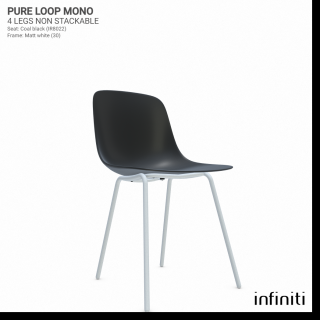 Židle Pure Loop Mono - nestohovatelná Barva kovové konstrukce: Matt white 30, Barva sedáku a opěradla z recyklovaného plastu: Coal black IR8022