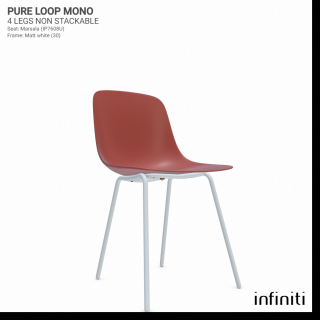 Židle Pure Loop Mono - nestohovatelná Barva kovové konstrukce: Matt white 30, Barva sedáku a opěradla z recyklovaného plastu: Marsala IP7608U