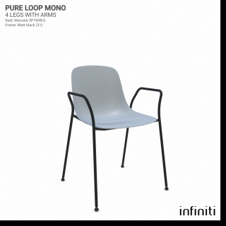 Židle Pure Loop Mono s opěradly Barva kovové konstrukce: Matt black 31, Barva sedáku a opěradla z recyklovaného plastu: Almond grey IP421C