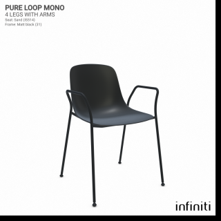 Židle Pure Loop Mono s opěradly Barva kovové konstrukce: Matt black 31, Barva sedáku a opěradla z recyklovaného plastu: Coal black IR8022