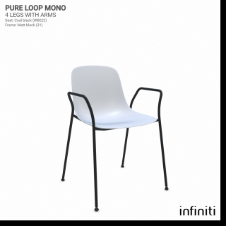 Židle Pure Loop Mono s opěradly Barva kovové konstrukce: Matt black 31, Barva sedáku a opěradla z recyklovaného plastu: white IS020