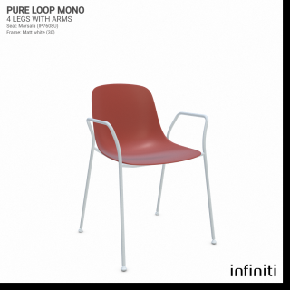 Židle Pure Loop Mono s opěradly Barva kovové konstrukce: Matt white 30, Barva sedáku a opěradla z recyklovaného plastu: Marsala IP7608U
