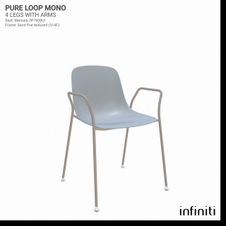 Židle Pure Loop Mono s opěradly Barva kovové konstrukce: Sand 514F, Barva sedáku a opěradla z recyklovaného plastu: Almond grey IP421C