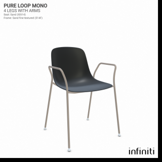Židle Pure Loop Mono s opěradly Barva kovové konstrukce: Sand 514F, Barva sedáku a opěradla z recyklovaného plastu: Coal black IR8022