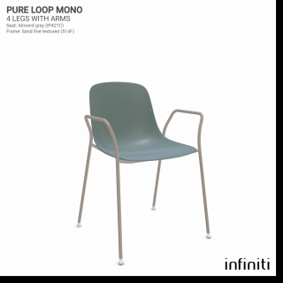 Židle Pure Loop Mono s opěradly Barva kovové konstrukce: Sand 514F, Barva sedáku a opěradla z recyklovaného plastu: Military green IS513