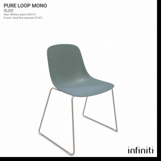 Židle Pure Loop Mono Sled Barva kovové konstrukce: Embossed sand S514, Barva sedáku a opěradla z recyklovaného plastu: Military green IS513