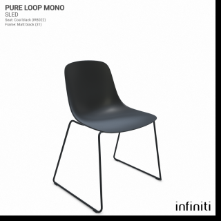 Židle Pure Loop Mono Sled Barva kovové konstrukce: Matt black 31, Barva sedáku a opěradla z recyklovaného plastu: Coal black IR8022
