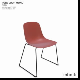 Židle Pure Loop Mono Sled Barva kovové konstrukce: Matt black 31, Barva sedáku a opěradla z recyklovaného plastu: Marsala IP7608U