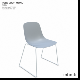 Židle Pure Loop Mono Sled Barva kovové konstrukce: Matt white 30, Barva sedáku a opěradla z recyklovaného plastu: Almond grey IP421C