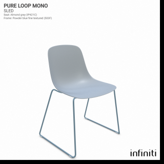 Židle Pure Loop Mono Sled Barva kovové konstrukce: Powder blue fine textured 503F, Barva sedáku a opěradla z recyklovaného plastu: Almond grey IP421C
