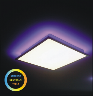 Dekorační LED panel s RGB podsvícením 595x595mm (Stmívatelný LED panel s barevným podsvícením, přisazený, RGB)