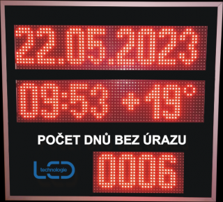 Digitální informační panel (LED panel datum, čas, dny, teplota a vlhkost)