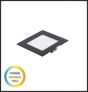 LED PANEL 6W / 120x120 mm - vestavný černý (LED panel 6 W - vestavný - nestmívatelný)