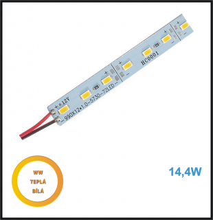 LED pásek 12V, 14,4W, hliníkový, teplá bílá