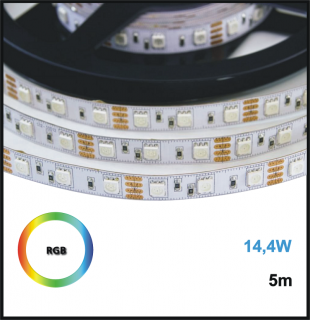 LED PÁSEK 12V, 14,4W, RGB INTERIÉR - 5m (LED PÁSEK RGB 5050 14,4W - INTERIÉR - 5 m)