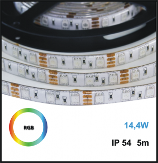 LED PÁSEK 12V, 14,4W RGB VODĚODOLNÝ - 5m (LED PÁSEK RGB 5050, 14,4W, VODĚODOLNÝ - 5m)