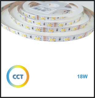 LED PÁSEK 12V, 18 W, CCT/MULTIBÍLÝ, 120 LED/m - INTERIÉR (LED PÁSEK CCT/MULTIBÍLÝ (CW+WW)  2835, 120 LED/m 18W - INTERIÉR)